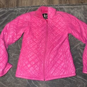 KC Collection Quilted Pink Zip-Up Jacket Size Small